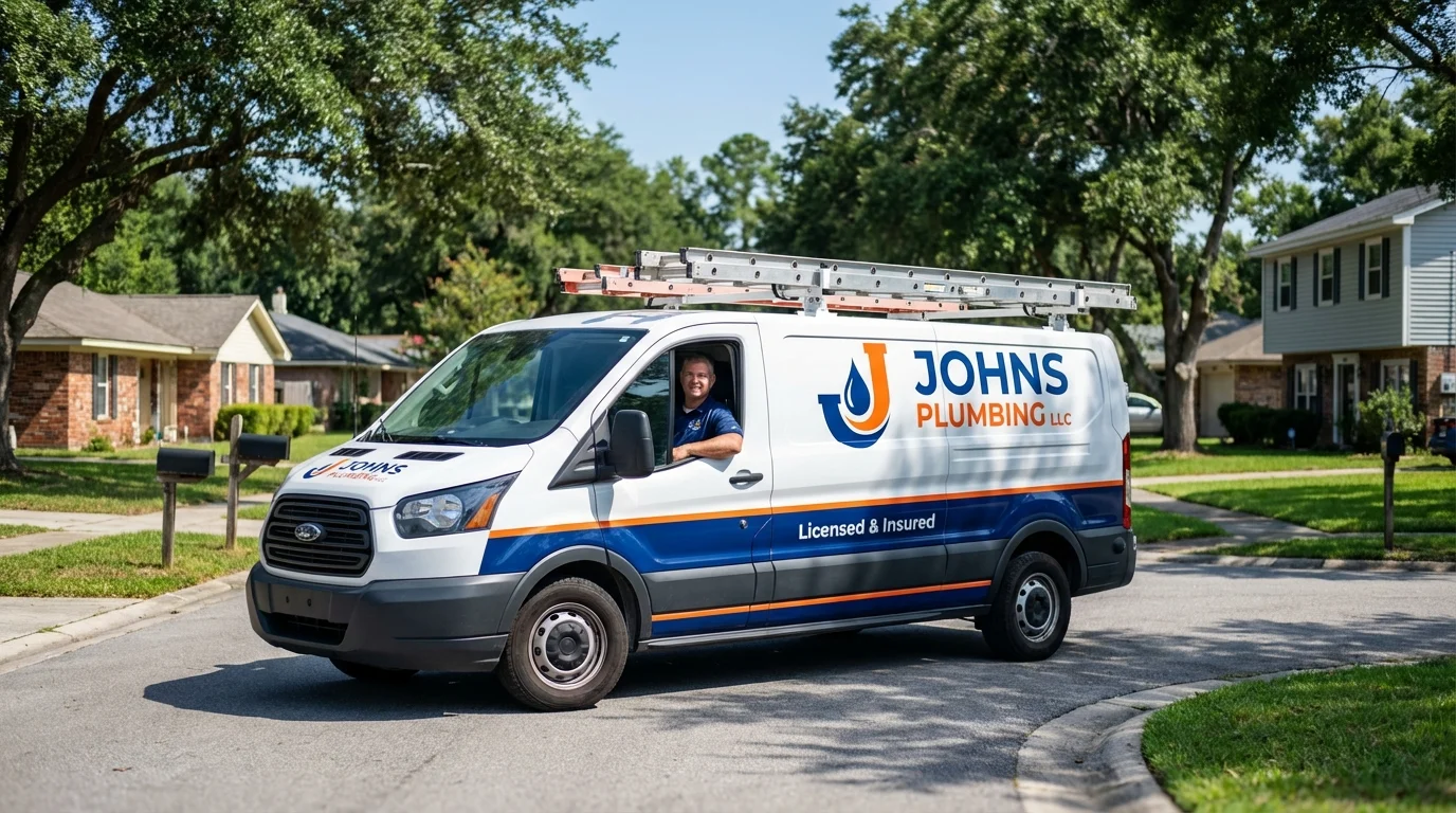 Johns Plumbing LLC service van in Murfreesboro, AR