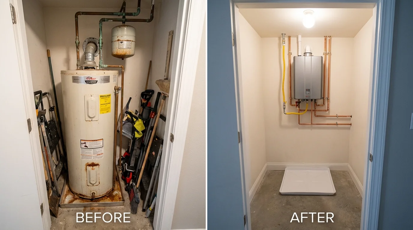 Tank water heater versus wall-mounted tankless unit comparison for Murfreesboro, AR homeowners